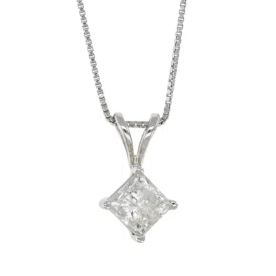 Vir Jewels 1.25 Cttw Diamond Pendant, Princess Diamond Solitaire Pendant Necklace For Women In 14k White Gold W In Silver