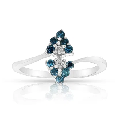 Vir Jewels 1/3 Cttw Blue Diamond Ring Fashion Round 10k White Gold