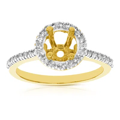 Vir Jewels 1/3 Cttw Diamond Semi Mount Engagement Ring 14k Yellow Gold Round Halo Prong Set