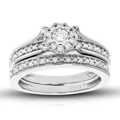 Vir Jewels 1/3 Cttw Lab Created Diamond Wedding Bridal Set Sterling Silver Prong