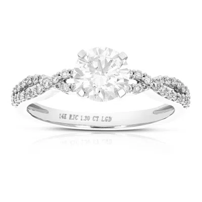 Vir Jewels 1.30 Cttw Wedding Engagement Ring For Women, Round Lab Grown Engagement Ring In 14k White Gold, Pron In Silver