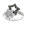 Vir Jewels 1/4 Cttw Champagne And White Diamond Fashion Star Ring 14k White Gold In White
