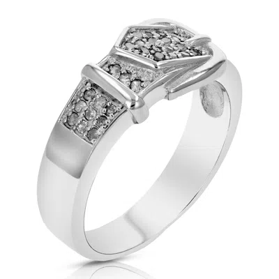 Vir Jewels 1/4 Cttw Diamond Buckle Ring .925 Sterling Silver With Rhodium Plating Round