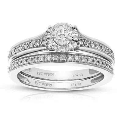 Vir Jewels 1/4 Cttw Lab Created Diamond Engagement Bridal Set Sterling Silver