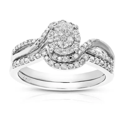 Vir Jewels 1/4 Cttw Lab Created Diamond Wedding Bridal Set Sterling Silver Prong
