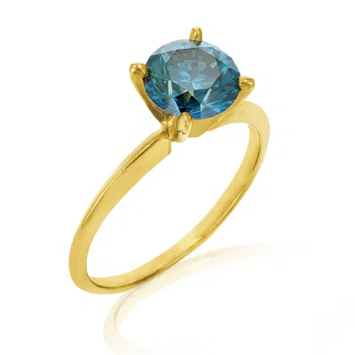 Vir Jewels 1.50 Cttw Blue Diamond Solitaire Ring 14k Gold In Yellow