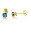 Vir Jewels 1.50 Cttw Blue Diamond Stud Earrings 14k Yellow Gold Round Shape With Push Backs In Blue