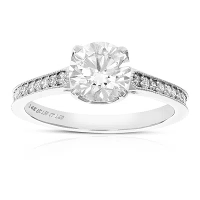 Vir Jewels 1.50 Cttw Lab Grown Diamond Engagement Ring For Women In 14k White Gold Round Prong In Silver