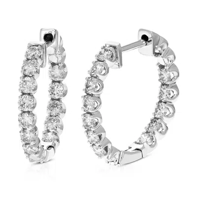 Vir Jewels 1.50 Cttw Lab Grown Diamond Hoops Earrings In 14k Gold With Hidden Post For Women In Silver