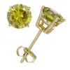 Vir Jewels 1.50 Cttw Yellow Diamond Stud Earrings 14k Yellow Gold Round With Push Backs In Green