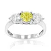 Vir Jewels 2 Cttw 3 Stone Yellow And White Diamond Engagement Ring 14k White Gold In White