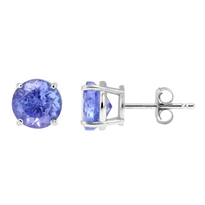 Vir Jewels 2 Cttw 6 Mm Tanzanite Stud Earrings 14k White Gold 4 Prong Round With Push Backs December Birthstone In Metallic