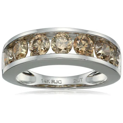 Vir Jewels 2 Cttw 7 Stones Champagne Diamond Wedding Band 14k Gold Channel In White