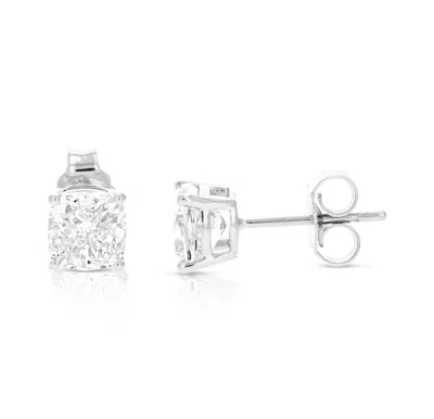 Vir Jewels 2 Cttw Cushion Lab Grown Diamond Stud Earrings In 14k Gold With Push Backs For Women In Silver