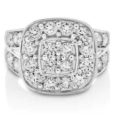 Vir Jewels 2 Cttw Diamond Engagement Ring Cushion Shape With 2 Row 14k White Gold Bridal