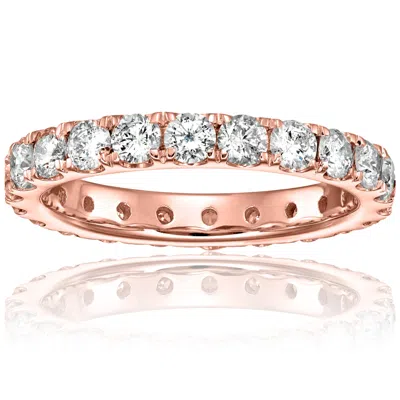 Vir Jewels 2 Cttw Diamond Eternity Ring For Women, Wedding Band In 14k Rose Gold Prong Set In Pink