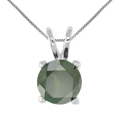 Vir Jewels 2 Cttw Green Diamond Solitaire Pendant Necklace 14k White Gold Round With Chain
