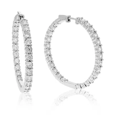 Vir Jewels 2 Cttw Lab Grown Diamond Hoops Earrings In Sterling Silver With Latch Backs For Women