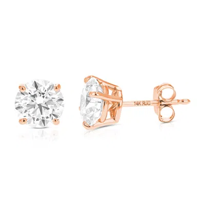 Vir Jewels 2 Cttw Lab Grown Diamond Stud Earrings In 14k Gold With Push Backs For Women In Transparent