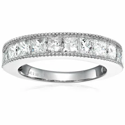 Vir Jewels 2 Cttw Princess Cut Diamond Wedding Band With Milgrain 14k Gold In White