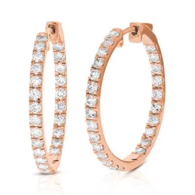 Vir Jewels 2 Cttw Round Cut Lab Grown Diamond Hoop Earrings In .925 Sterling Silver Prong Set 3/4 Inch In Gold