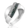 Vir Jewels 2/3 Cttw Blue And White Diamond Wedding Band .925 Sterling Silver Rhodium In Silver