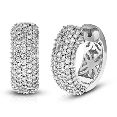 Vir Jewels 2.50 Cttw Lab Grown Diamond Hoops Earrings In 14k White Gold With Hidden Post For Women In Metallic