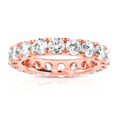 Vir Jewels 3 Cttw Lab Grown Diamond Eternity Ring Wedding Band In 14k Rose Gold For Women In Pink