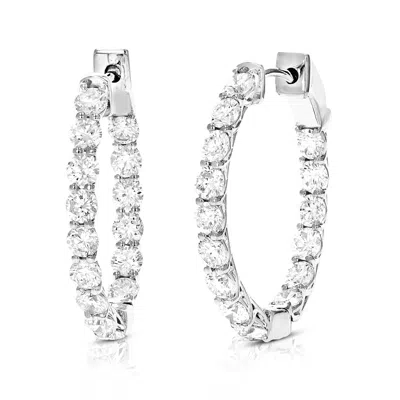 Vir Jewels 3 Cttw Lab Grown Diamond Hoops Earrings In 14k Gold With Hidden Post For Women In Metallic