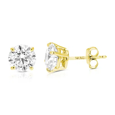 Vir Jewels 3 Cttw Lab Grown Diamond Stud Earrings In 14k Gold With Push Backs For Women In Brown