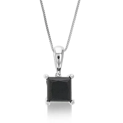 Vir Jewels 3 Cttw Princess Cut Black Diamond Pendant Necklace Sterling Silver With Chain