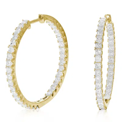 Vir Jewels 3 Cttw Princess Cut Diamond Inside Out Hoop Earrings 14k Yellow Gold Prong 1 Inch