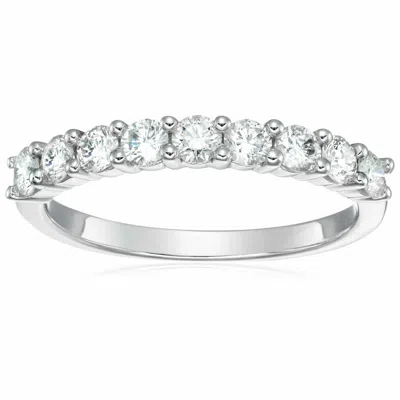 Vir Jewels 3/4 Cttw Diamond Wedding Band 10k White Gold 9 Stones Prong Set Bridal Round