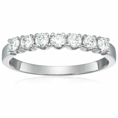 Vir Jewels 3/4 Cttw Diamond Wedding Band In 14k White Gold 7 Stones Prong Set In Silver