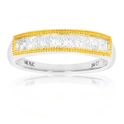 Vir Jewels 3/4 Cttw Princess Cut Diamond Wedding Band With Milgrain In 14k Gold In White