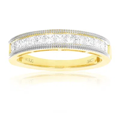 Vir Jewels 3/4 Cttw Princess Cut Diamond Wedding Band With Milgrain In 14k Gold In Yellow