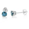 Vir Jewels 3/8 Cttw Blue Diamond Stud Earrings 14k White Or Yellow Gold Round Shape With Push Backs In Blue