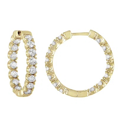 Vir Jewels 4 Cttw Diamond Hoop Earrings 14k Yellow Gold In Silver