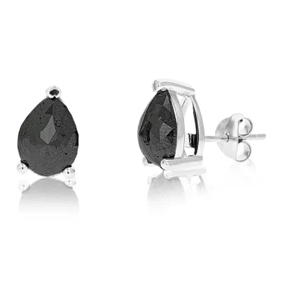 Vir Jewels 4.50 Cttw Pear Shape Black Diamond Stud Earrings .925 Sterling Silver Prong Set