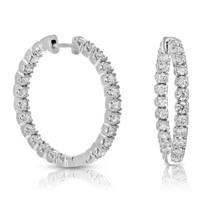 Vir Jewels 5 Cttw Lab Grown Diamond Inside Out Hoop Earrings 14k White Gold Round Prong Set 1.50 Inch