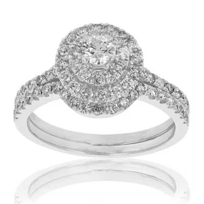 Vir Jewels 7/8 Cttw Diamond Wedding Engagement Ring Set 14k White Gold Round Bridal Style
