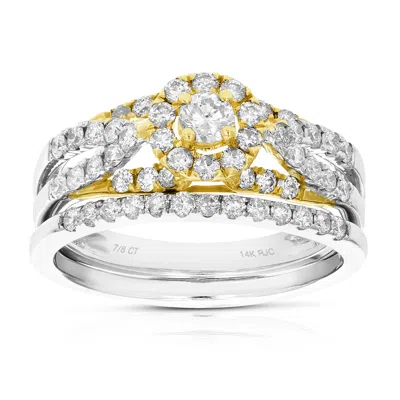Vir Jewels 7/8 Cttw Diamond Wedding Engagement Ring Set 14k White Yellow Gold Bridal
