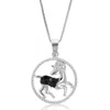 Vir Jewels Pick Your Zodiac Month! Sterling Silver Zodiac Pendant 1/8 Cttw Black Diamond In Metallic