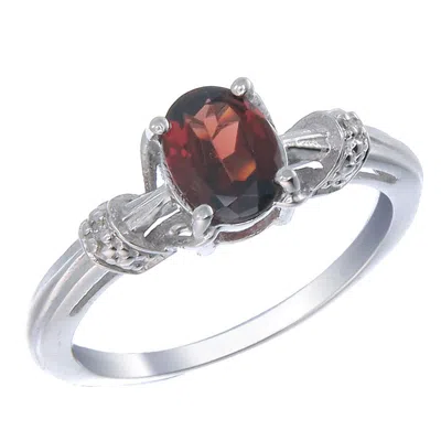 Vir Jewels Sterling Silver Garnet & Diamond Ring (1.23 Ct) In Metallic