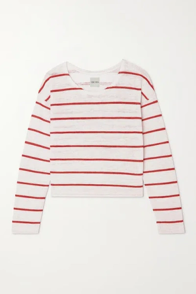 Vir Vita Camille Linen Striped Top In Multi