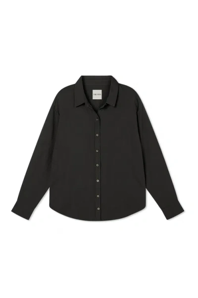 Vir Vita Cecile Oversized Linen Shirt In Black