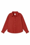 Vir Vita Cecile Oversized Linen Shirt In Red