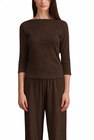 Vir Vita Florence Boatneck Top In Brown