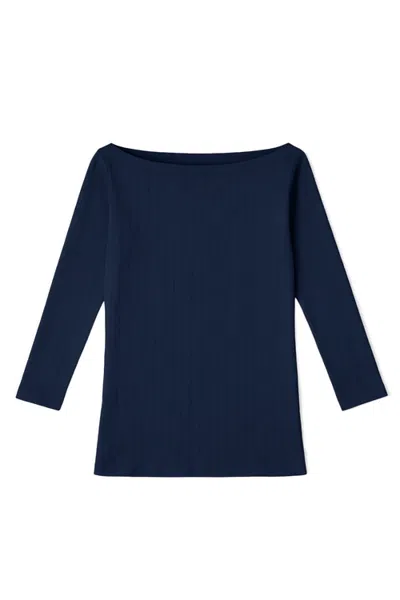 Vir Vita Florence Boatneck Top In Blue