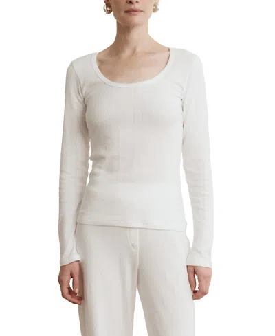 Vir Vita Maia Scoop Neck Pointelle Top In White